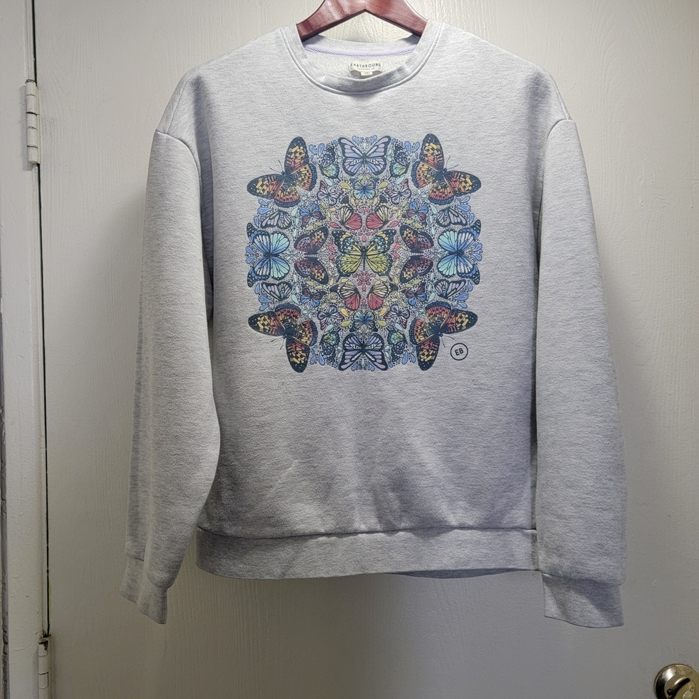 Earthbound Butterfly Light Grey Pullover